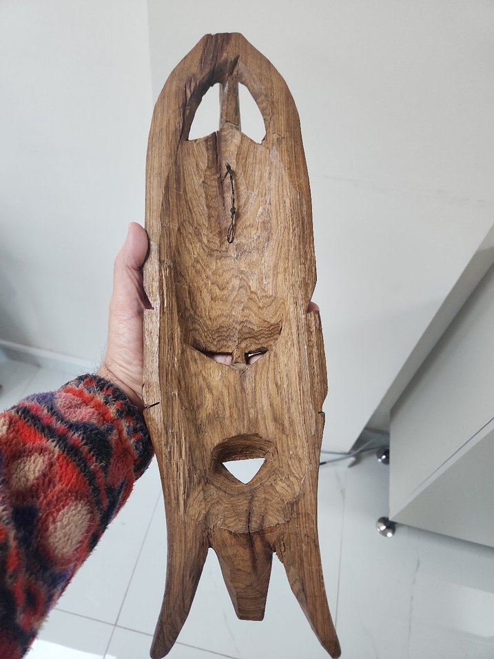 El Yapımı Ahşap Afrika Maskı, maske - Görsel 4