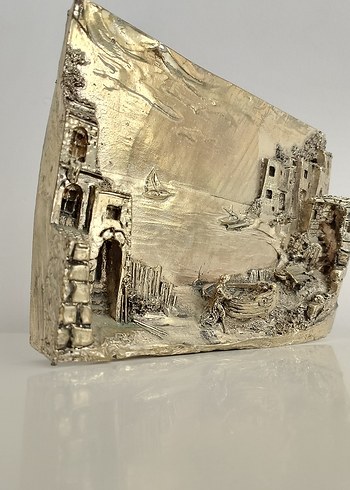 Bej Renkli Koyu Tonlarda Deniz Manzaralı Tablo - Görsel 6