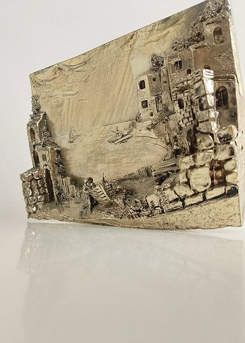 Bej Renkli Koyu Tonlarda Deniz Manzaralı Tablo - Görsel 5