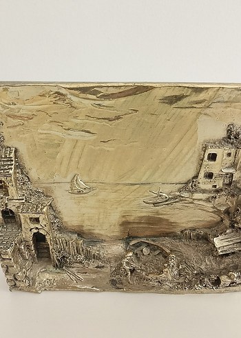 Bej Renkli Koyu Tonlarda Deniz Manzaralı Tablo - Görsel 8