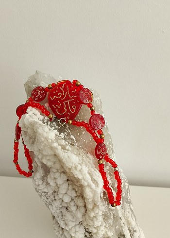 DUALI AKİK TAŞİ Uzun Kırmızı Boncuklu Yılan Desenli Bohem Kolye - Görsel 3