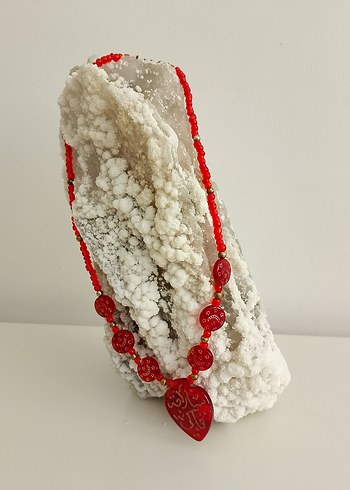 DUALI AKİK TAŞİ Uzun Kırmızı Boncuklu Yılan Desenli Bohem Kolye - Görsel 4