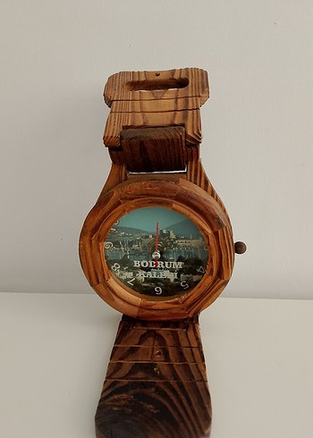 Renkli Ahşap Bodrum Duvar Saati - Görsel 3