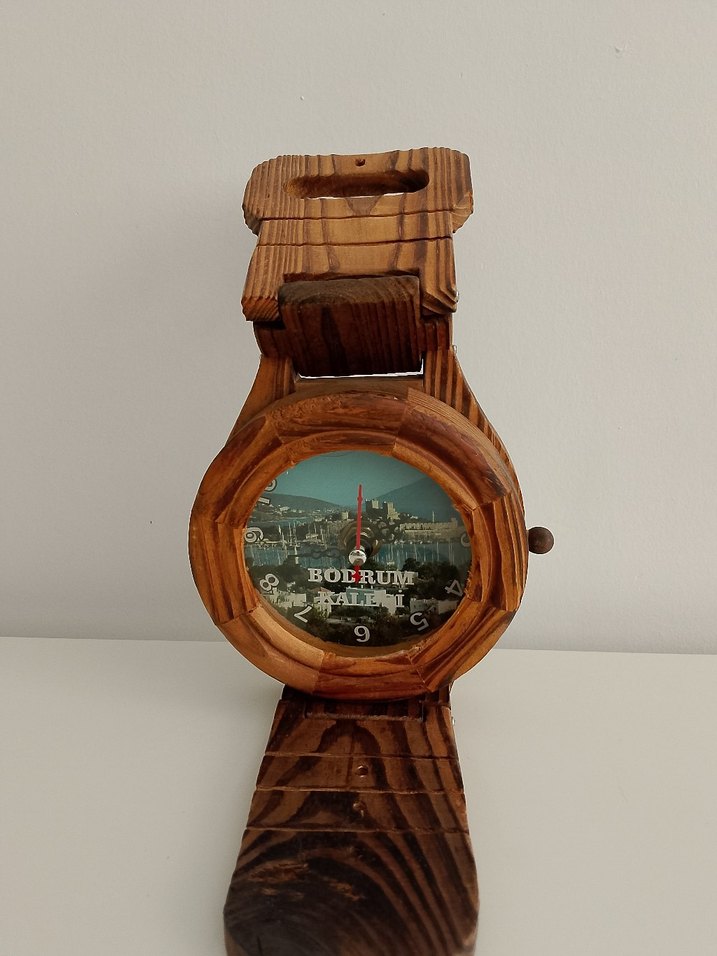 Renkli Ahşap Bodrum Duvar Saati - Görsel 3