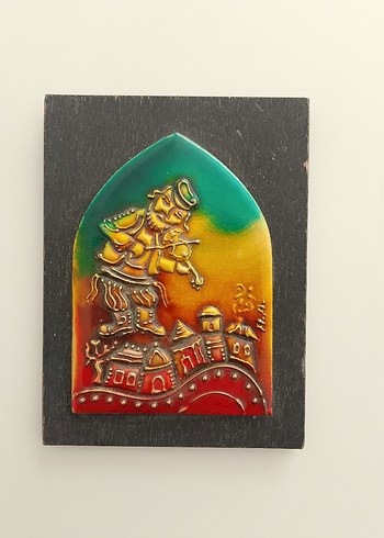 Vintage Çok Renkli Damdaki Kemancı Figürü - Görsel 2