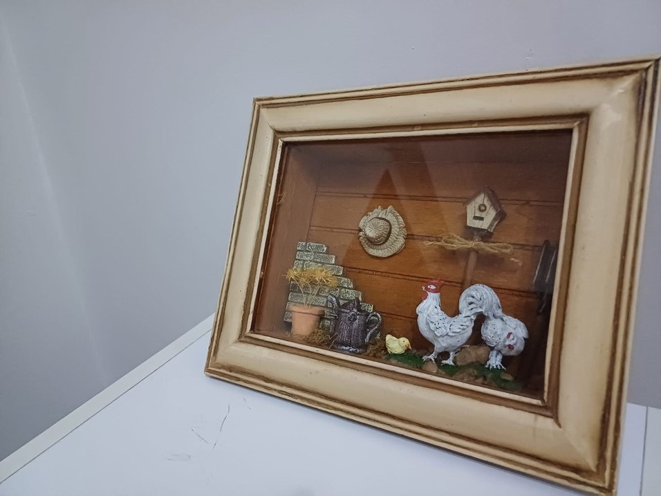 3D DİORAMA Beyaz Çerçeveli Kırlık Dekoratif Tablo - Görsel 4