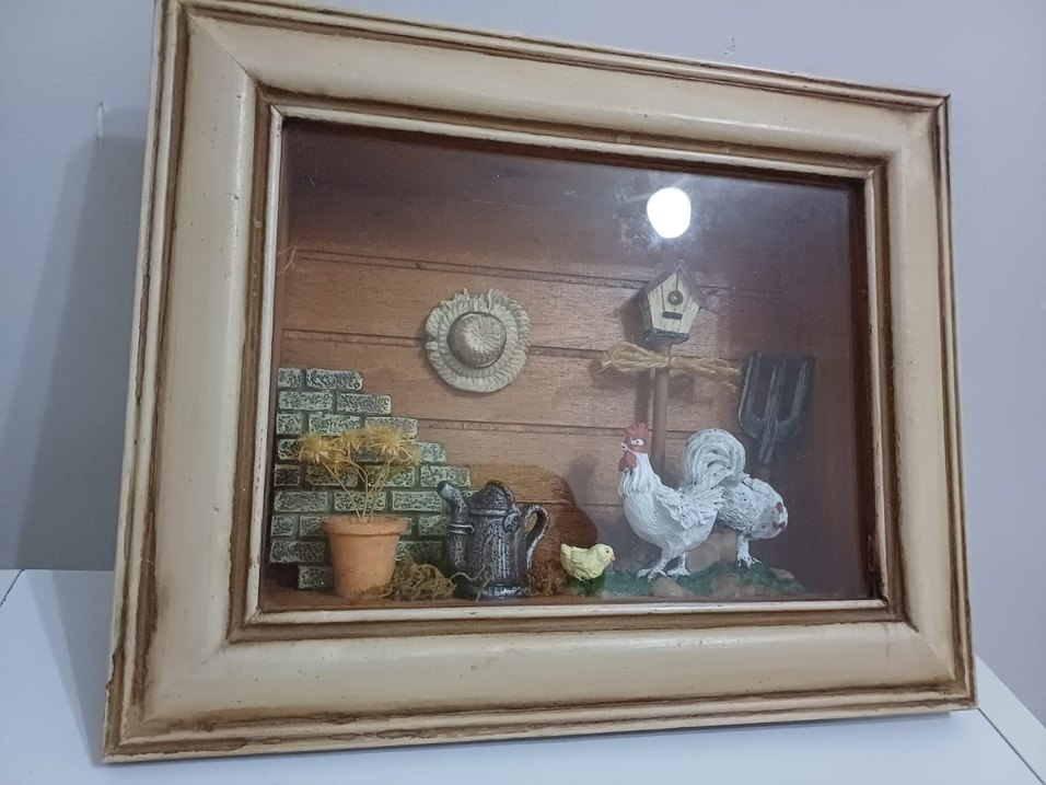 3D DİORAMA Beyaz Çerçeveli Kırlık Dekoratif Tablo - Görsel 3