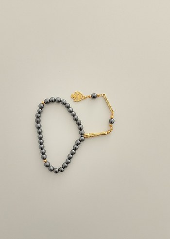 Çift Başlı Kartal Figürü Erkek Gri ve Altın Minimalist Tesbih - Görsel 2