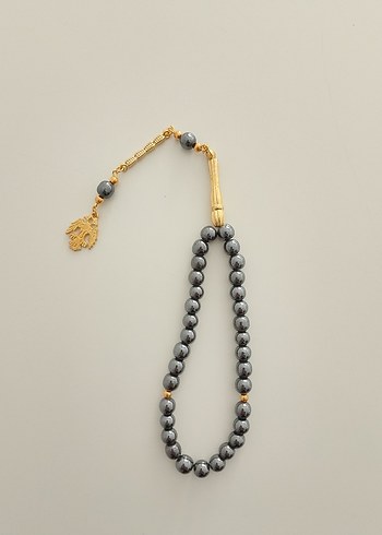 Çift Başlı Kartal Figürü Erkek Gri ve Altın Minimalist Tesbih - Görsel 4