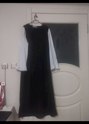 beli Kemerli balon kol uzun elbise - Görsel 2