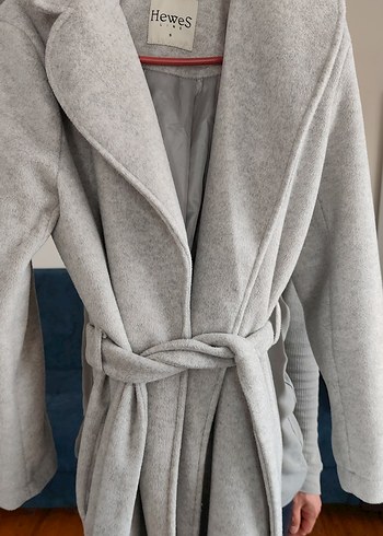 Hewes Açık Gri Kemerli Kaban - Görsel 2