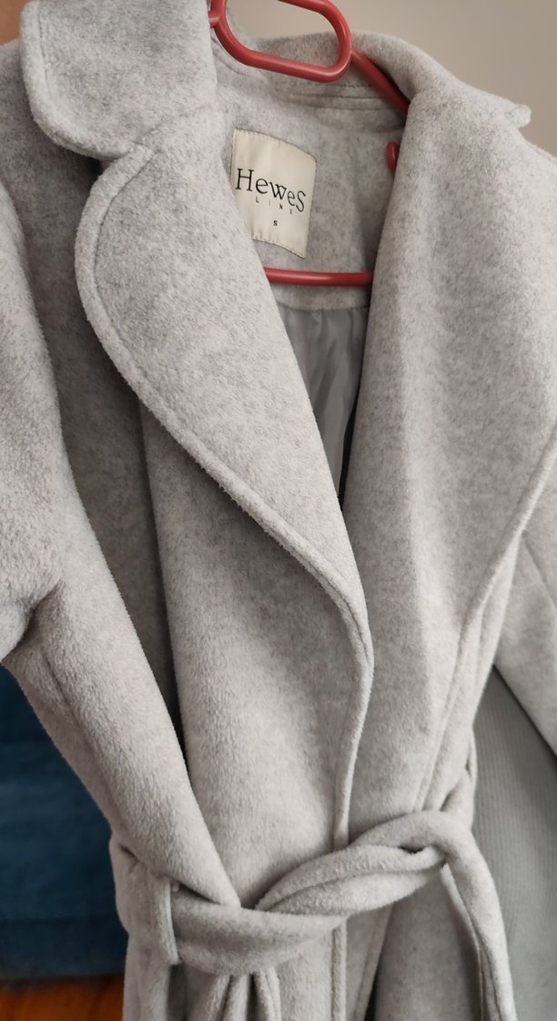 Hewes Açık Gri Kemerli Kaban - Görsel 4