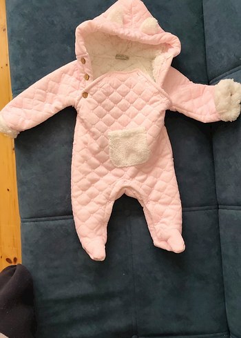Kürklü Kapüşonlu Pembe Bebek Tulumu - Görsel 2