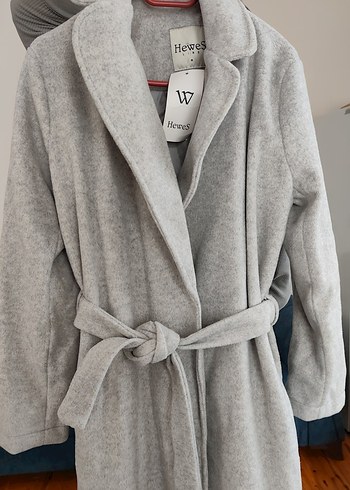 Açık gri kemerli kaban - Görsel 5