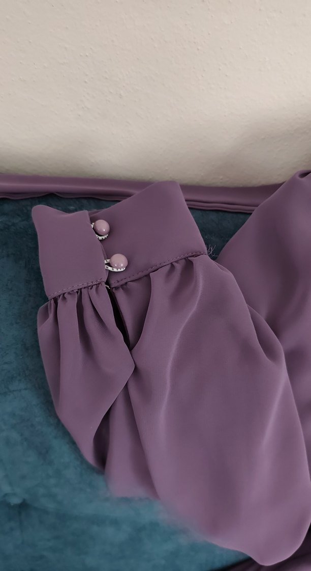 Drapeli Mor Uzun Kadın Elbise 1defa kullanildi - Görsel 4