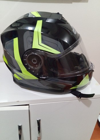 Siyah Sarı Desenli Biker Motosiklet Kaskı - Görsel 2