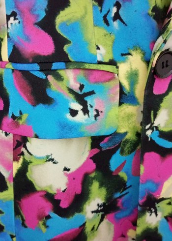 Renkli Batik Desenli Kadın Blazer Ceket - Görsel 3