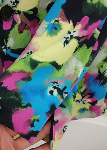 Renkli Batik Desenli Kadın Blazer Ceket - Görsel 4