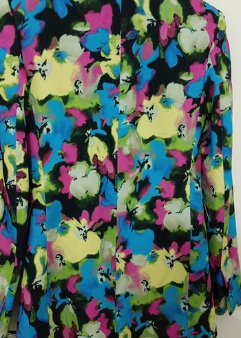 Renkli Batik Desenli Kadın Blazer Ceket - Görsel 5