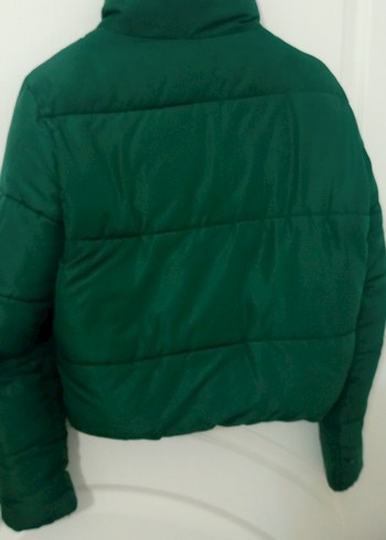 Fermuarlı Koyu Yeşil Kadın Kış Montu - Görsel 4