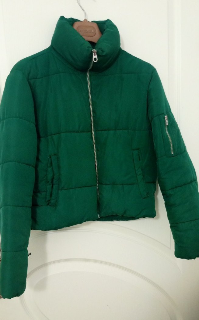 Fermuarlı Koyu Yeşil Kadın Kış Montu - Görsel 2