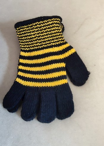 Siyah Sarı Örgü Kadın Eldiven - Görsel 3