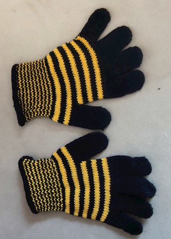 Siyah Sarı Örgü Kadın Eldiven - Görsel 2