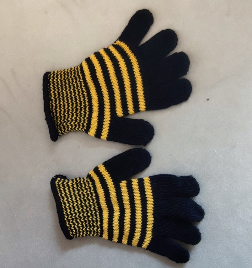 Siyah Sarı Örgü Kadın Eldiven - Görsel 2