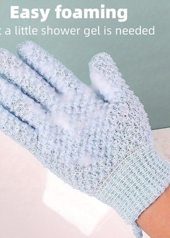 Mavi Örgü Kadın Eldiveni - Görsel 2