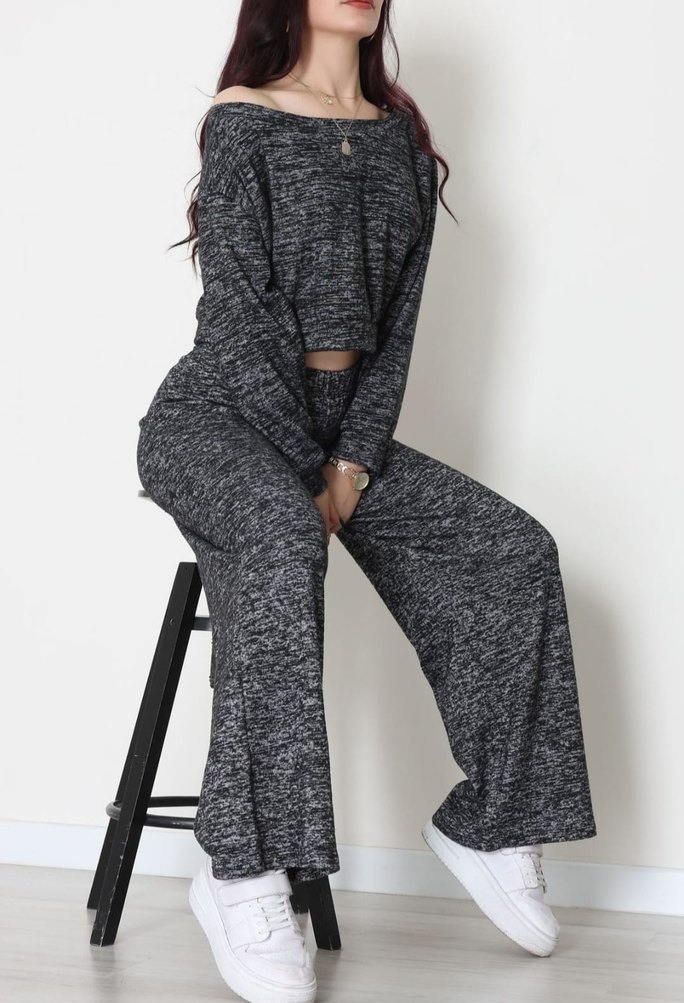 Gri Kadın Triko Salaş ikili takim - Görsel 2