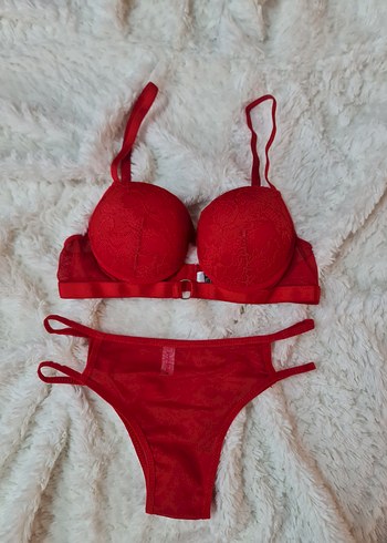 Kırmızı Dantelli Mini Sütyen Takımı - Görsel 2