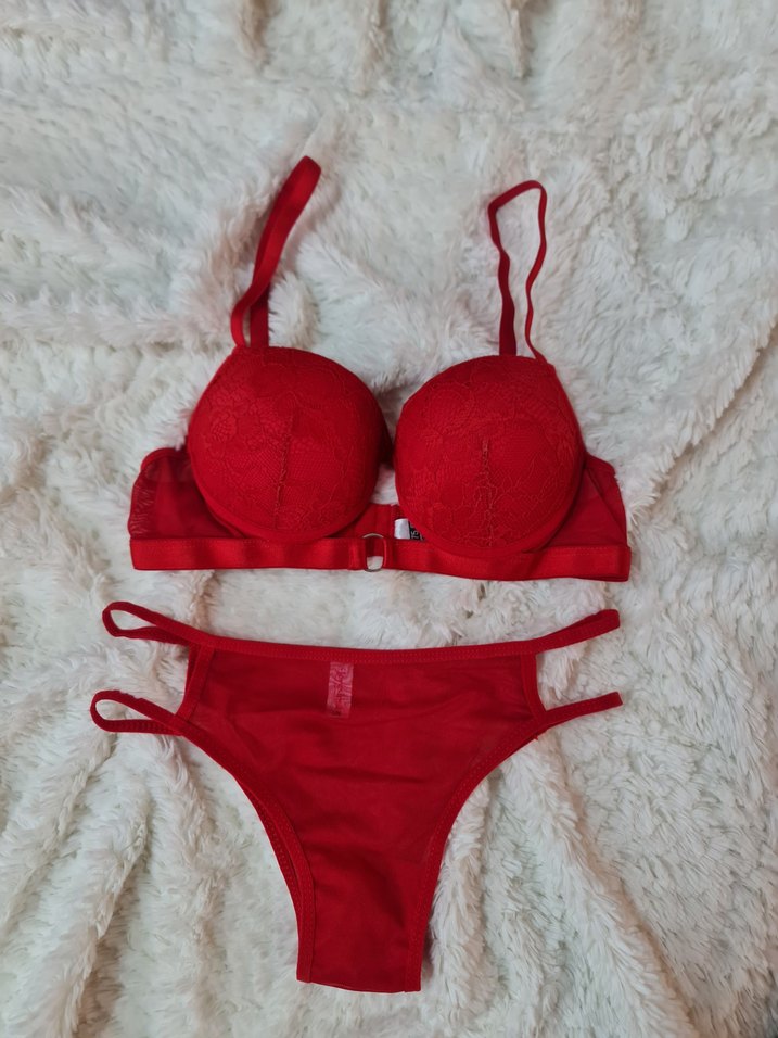 Kırmızı Dantelli Mini Sütyen Takımı - Görsel 2