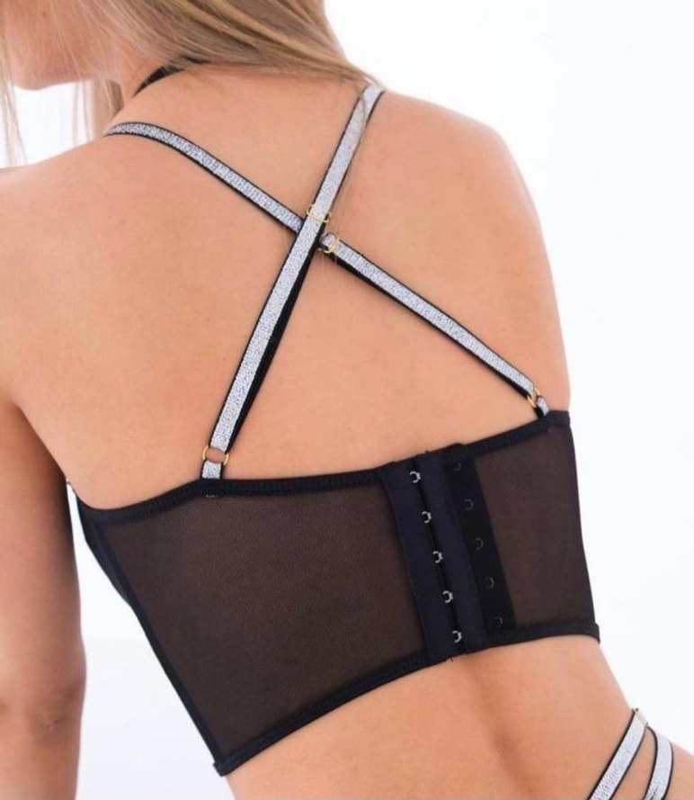 Siyah Gotik Mini Strappy Büstiyer - Görsel 5