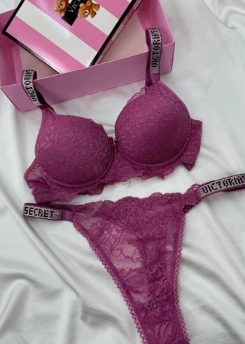 Bordo Dantelli Victoria's Secret Sütyen Takımı - Görsel 3