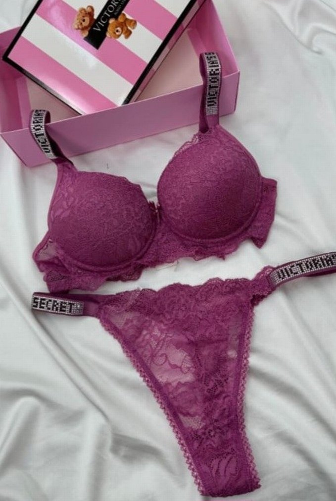 Bordo Dantelli Victoria's Secret Sütyen Takımı - Görsel 3