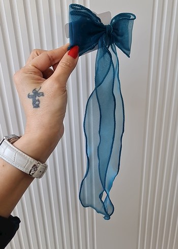 Mavi Şeffaf Kurdeleli Saç Aksesuarı - Görsel 2