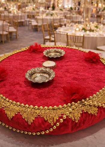 İnci İşlemeli Parlak Kırmızı Bohem Düğün Sepeti - Görsel 2