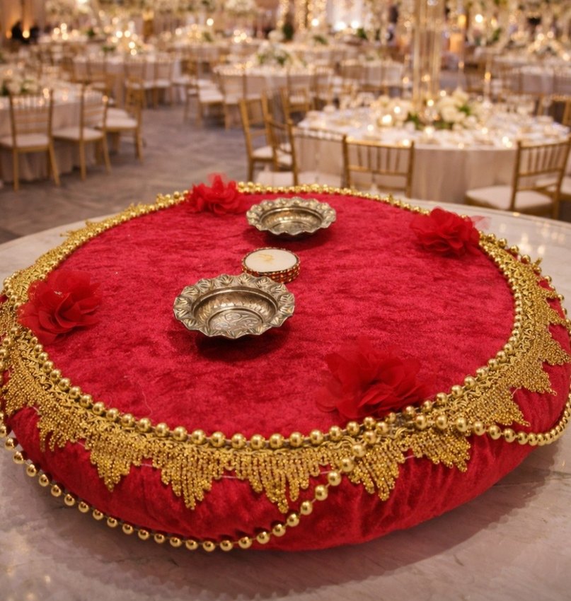 İnci İşlemeli Parlak Kırmızı Bohem Düğün Sepeti - Görsel 2