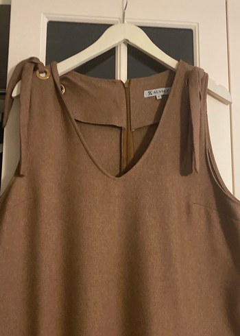 Bej Süet Tulum V Yakalı - Görsel 3