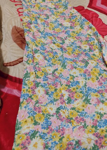 Bohem Uzun Bağlama Desenli Kadın Elbise yandan yırtmaçlı - Görsel 3