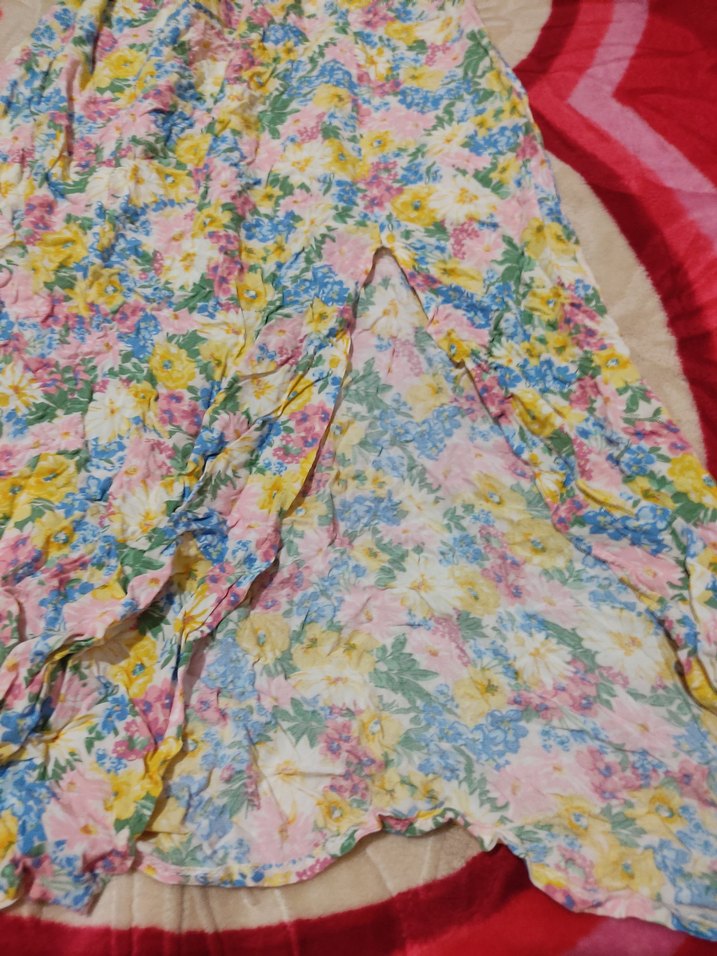 Bohem Uzun Bağlama Desenli Kadın Elbise yandan yırtmaçlı - Görsel 5