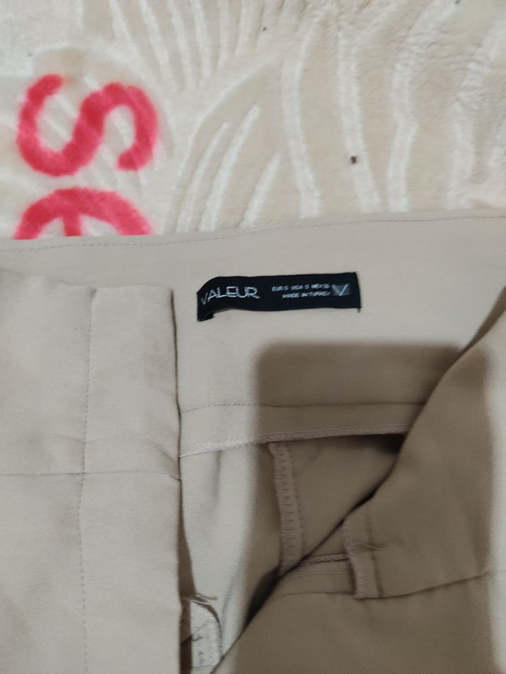 Kadın Bej Kemerli Kumaş Pantolon - Görsel 3