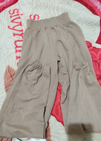 Kadın Bej Pamuk Midi Rahat Pantolon - Görsel 2