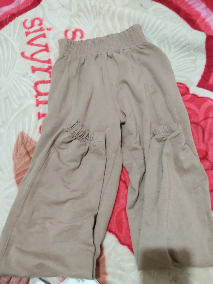 Kadın Bej Pamuk Midi Rahat Pantolon - Görsel 2