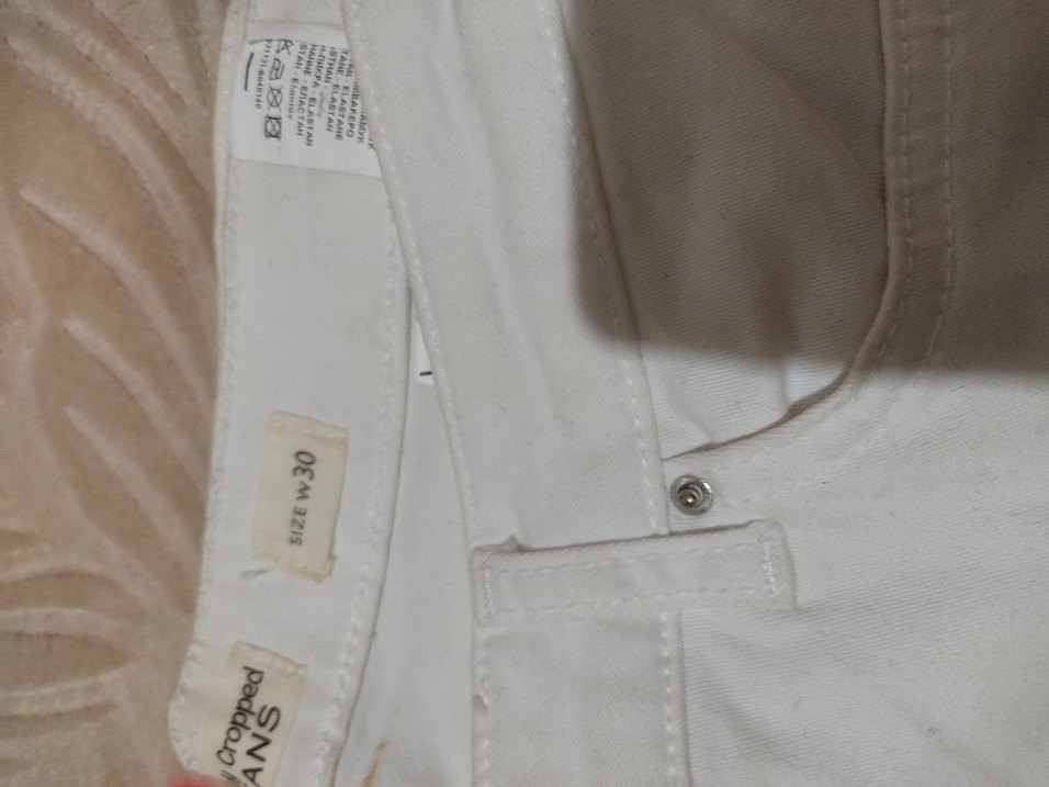 Beyaz Düğmeli Kadın Pamuklu Pantolon - Görsel 2