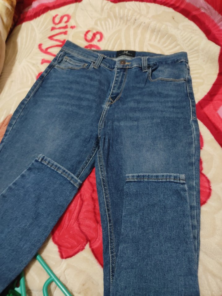 Fermuarlı Mavi Normal Boy Kadın Kot Pantolon - Görsel 2