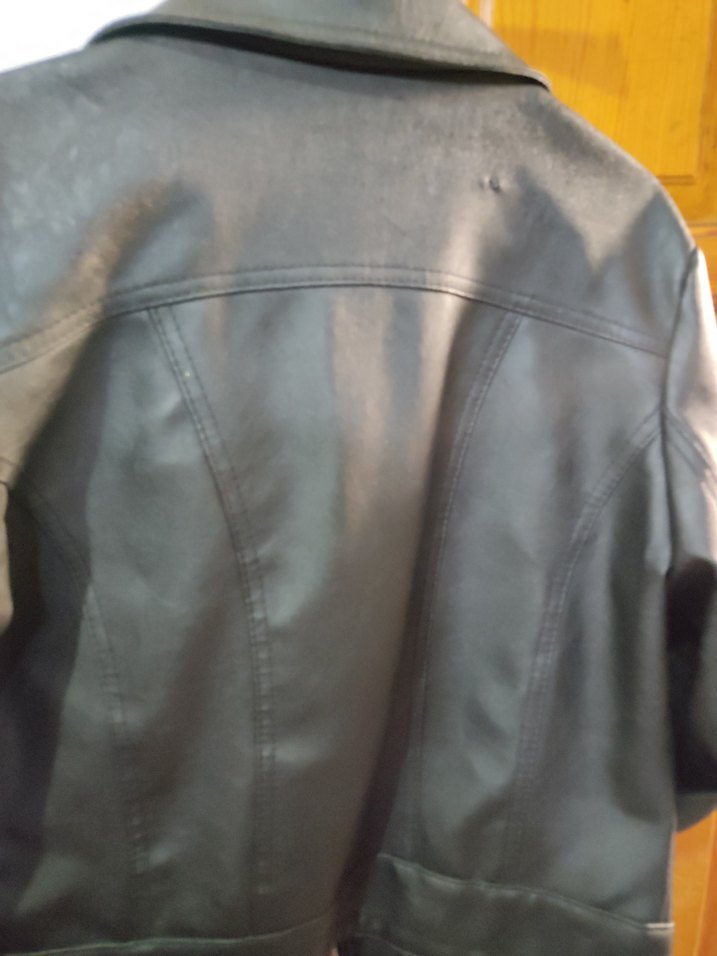 Siyah Deri Biker Ceket Kadın - Görsel 4