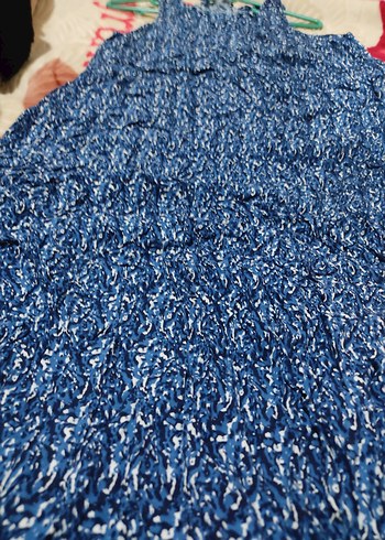 Mavi Bağlamalı Desenli Hamile Triko Tunik - Görsel 2