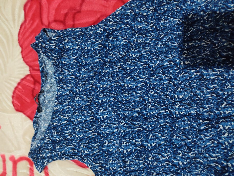 Mavi Bağlamalı Desenli Hamile Triko Tunik - Görsel 4