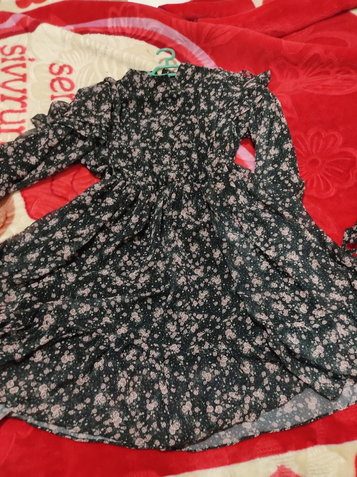 Kadın Siyah Bohem Renkli Uzun Elbise - Görsel 2